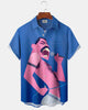 Alohadaddy® Retro Cartoon Print Art Button Pocket Cardigan Men's Short Sleeve Shirt