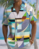 Alohadaddy® Casual Geometric Print Art Button Pocket Cardigan Men's Short Sleeve Shirt