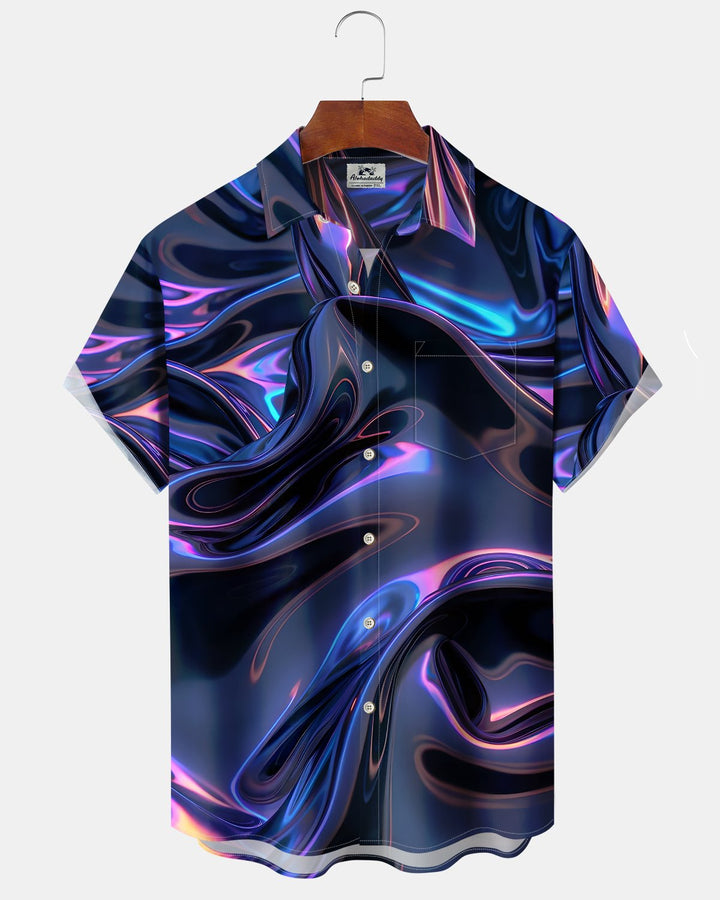 Alohadaddy® Retro Abstract Print Art Button Pocket Cardigan Men&