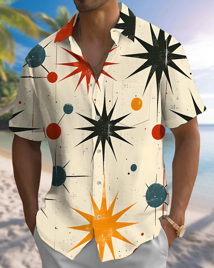 Alohadaddy® Vintage Geometric Print Art Button Pocket Cardigan Men&