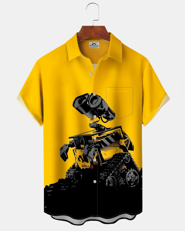 Alohadaddy® Casual Robot Print Art Button Pocket Cardigan Men&