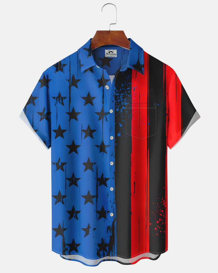 Alohadaddy® Holiday Independence Day Print Art Button Pocket Cardigan Men&