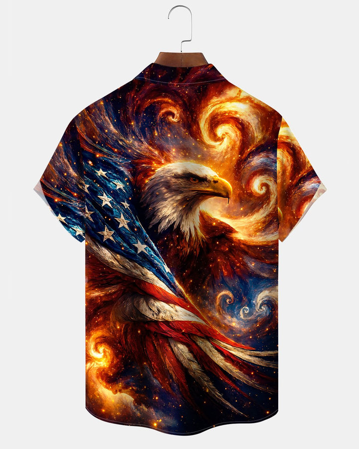 Alohadaddy® Holiday Independence Day Print Art Button Pocket Cardigan Men&