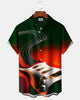 Alohadaddy® Retro Guitar Music Print Art Button Pocket Cardigan Men's Short Sleeve Shirt