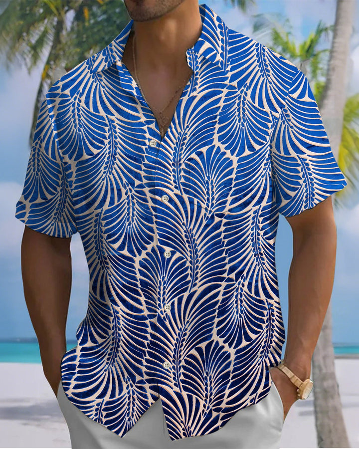 Alohadaddy® Casual Wheat Ear Print Art Button Pocket Cardigan Men&