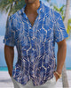 Alohadaddy® Casual Wheat Ear Print Art Button Pocket Cardigan Men's Short Sleeve Shirt