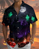 Alohadaddy® Men's Short-Sleeve Button-Down Shirt Vintage Halloween Graphic Print with Pocket