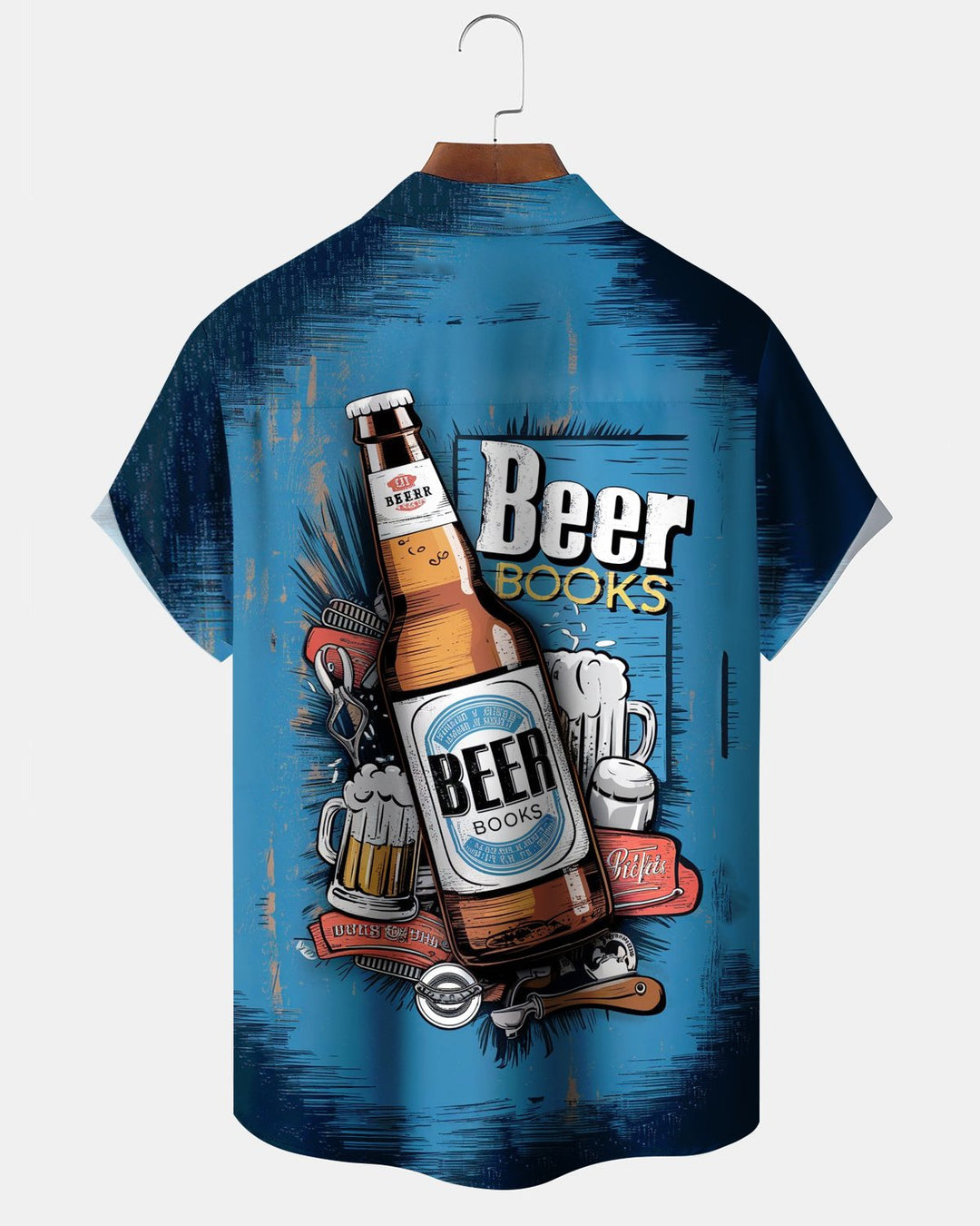 Alohadaddy® Holiday Beer Season Graphic Print Button-Down Pocket Cardigan-Style Men&