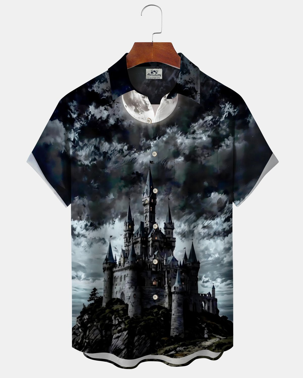 Alohadaddy® Holiday Halloween Graphic Print Button-Down Pocket Cardigan-Style Men's Short-Sleeve Shirt