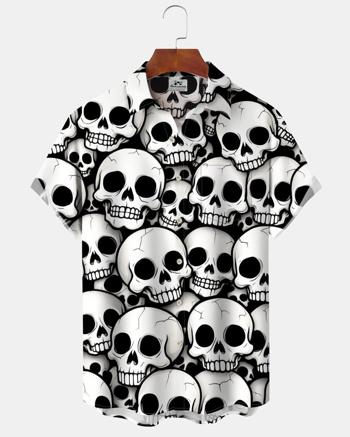 Alohadaddy® Holiday Halloween Graphic Print Button-Down Pocket Cardigan-Style Men&