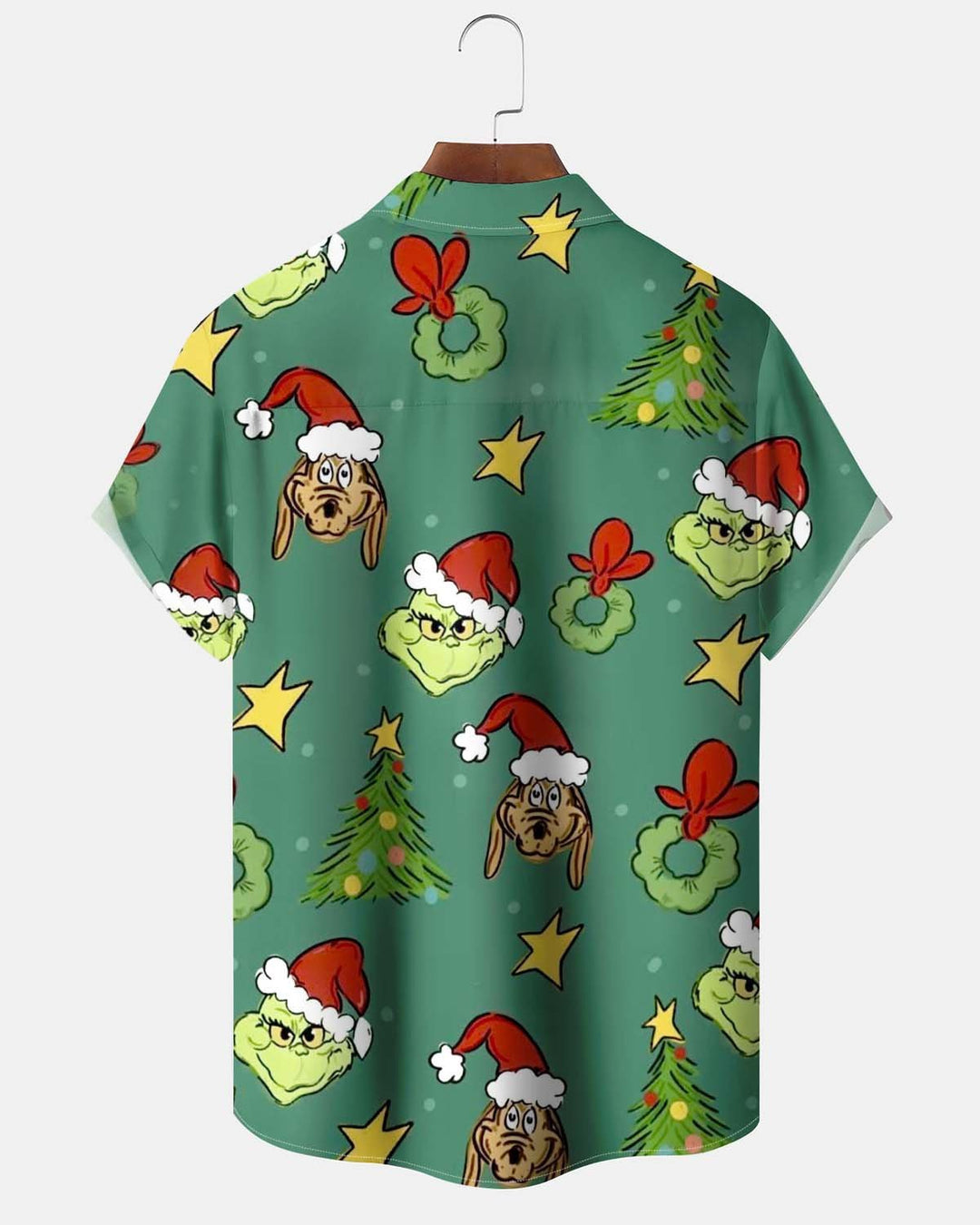 Alohadaddy® Holiday/Christmas Print Button-Down Short-Sleeve Shirt with Pocket for Men