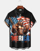Alohadaddy® Men's Short-Sleeve Button-Down Cardigan Shirt USA 250th Anniversary & Bigfoot Graphic Print