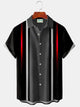 Alohadaddy Black Vintage Bowling Red Gradient Line Print Chest Bag Shirt Plus Size Shirt