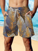 Alohadaddy Retro Creative 3D Gold Leaf Print Men's Beach Shorts