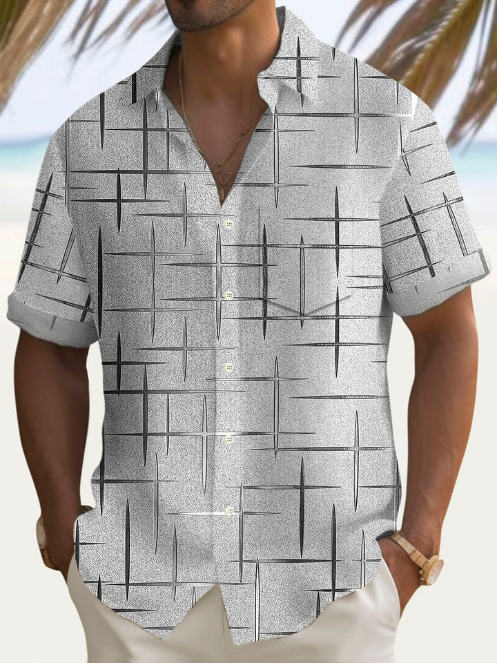 Alohadaddy Retro Geometric Textured Silver 3D Print Men&