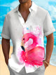 Alohadaddy Hawaii Flamingo Printed Men's Button Pocket Short Sleeve Shirt