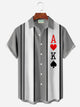 Alohadaddy Retro Bowling Stripe Poker 3D Print Men's Button Pocket Short Sleeve Shirt Big & Tall
