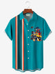 Alohadaddy Retro Bowling Cartoon 3D Digital Print Men's Button Pocket Short Sleeve Shirt Big & Tall