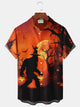 Alohadaddy Retro Pumpkin Orangutan 3D Digital Print Men's Button Pocket Short Sleeve Shirt Big & Tall