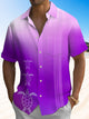 Alohadaddy® Casual Gradient Stripe Pockets Moisture Wicking Large Size Stretch Men's Short Sleeve Shirt
