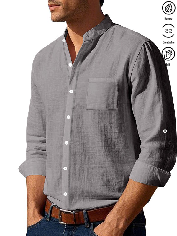 Alohadaddy® Basic Solid Color Cotton Linen Print Men&