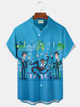 Alohadaddy® Vintage Music Rat Pack Graphic Print Men's Button Pocket Short Sleeve Shirt Big & Tall