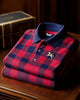 Alohadaddy® Business Plaid Logo Print Elastic Button Men's Short-Sleeve Polo Shirt Big & Tall
