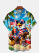 Alohadaddy® Hawaii Vintage Flag Eagle Vacation Print Men's Button-Down Pocket Short-Sleeve Shirt Big & Tall