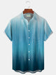 Alohadaddy® Hawaiian Retro Striped Gradient Print Men's Button-Down Short-Sleeve Shirt Big & Tall