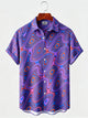 Alohadaddy® Men's Short-Sleeve Button-Down Shirt with Pocket Abstract Print