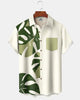 Alohadaddy® Men's Hawaiian Floral Leaf Print Pocket Short-Sleeve Shirt