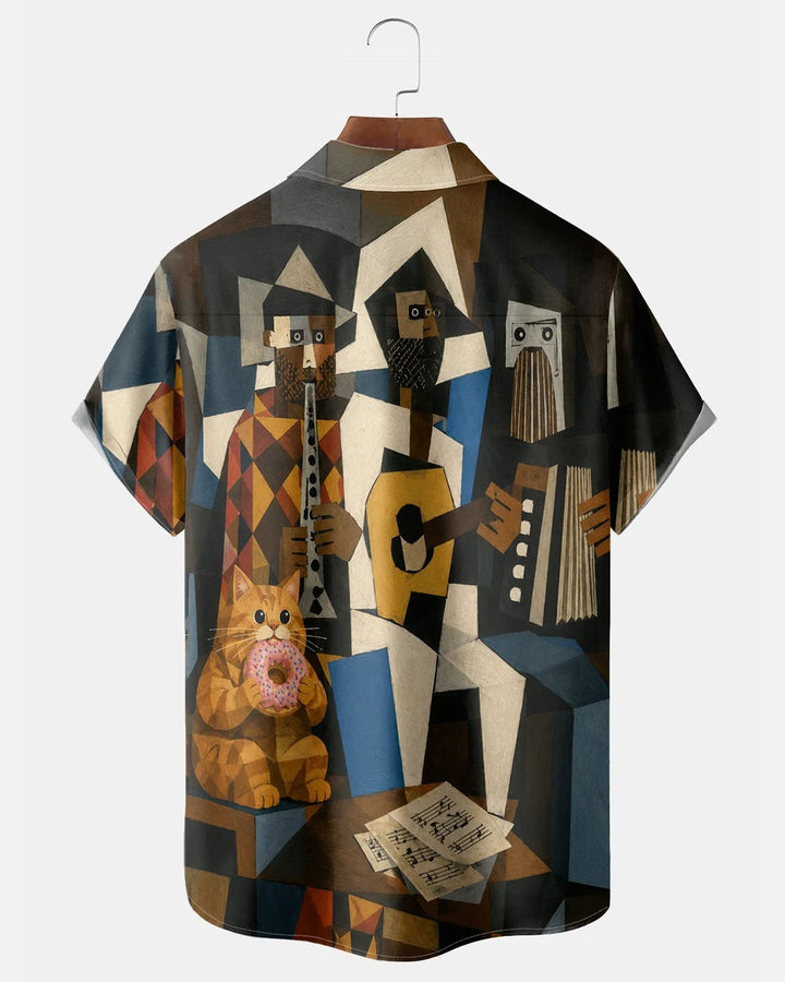 Alohadaddy® Casual Portrait Cat Music Print Men&