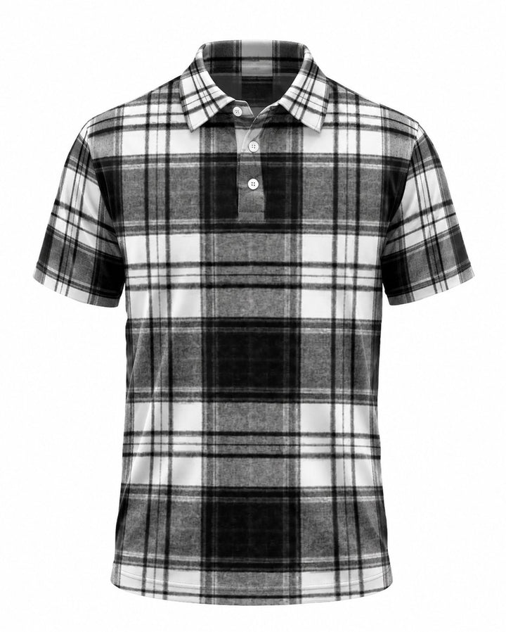 Men’s Basic Casual Checkered pattern Retro Print Button Down Polo Short-Sleeve Big &amp; Tall