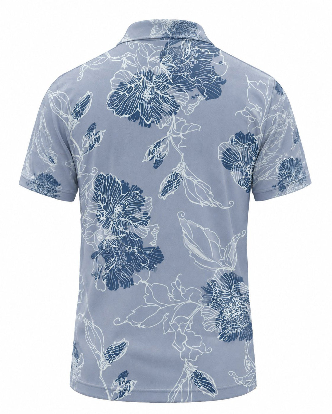 Men’s Basic Casual Flowering and plants Retro Print Button Down Polo Short-Sleeve Big &amp; Tall
