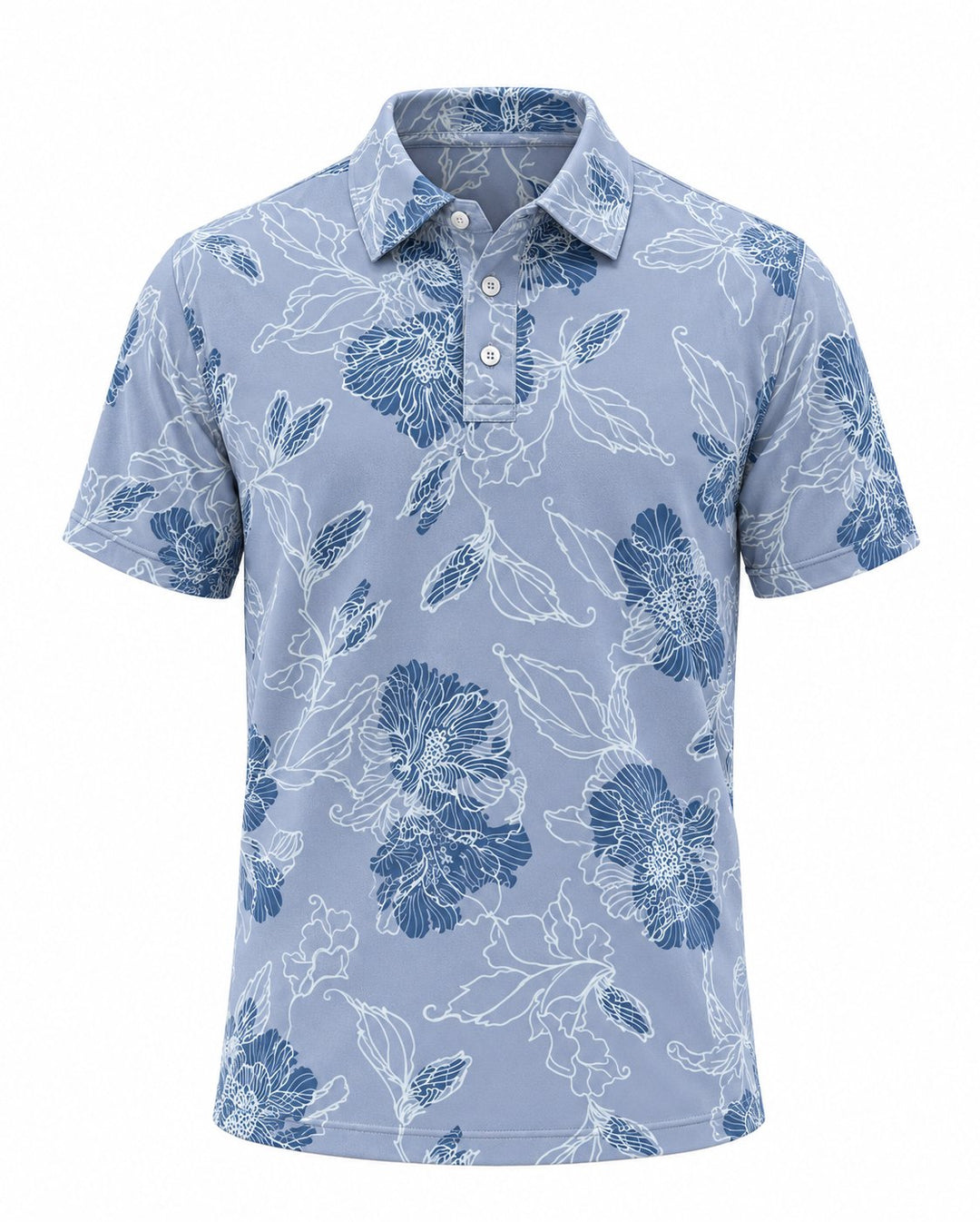 Men’s Basic Casual Flowering and plants Retro Print Button Down Polo Short-Sleeve Big &amp; Tall