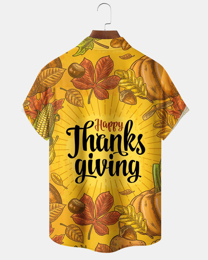 Alohadaddy® Thanksgiving Pumpkin and Maple Leaf Print Men&