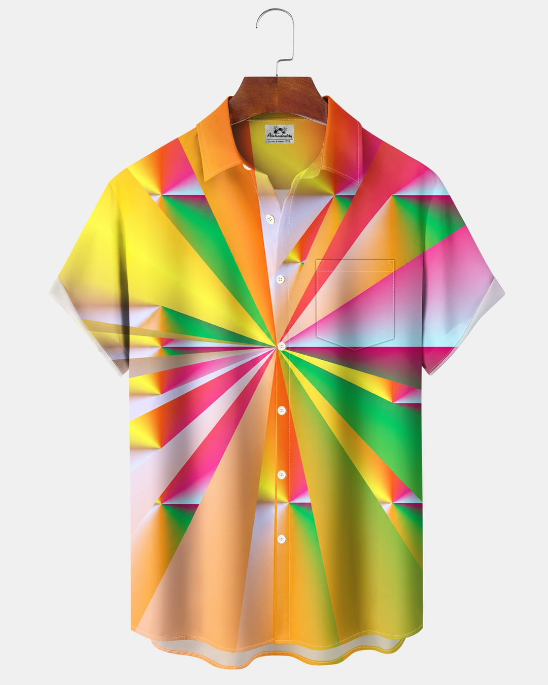 Alohadaddy® Casual Abstract Striped Geometric Neon Print Men&
