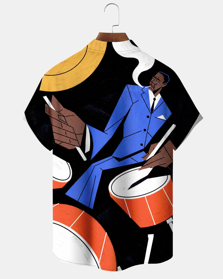 Alohadaddy® Retro Musical Figure Instrument Print Men&