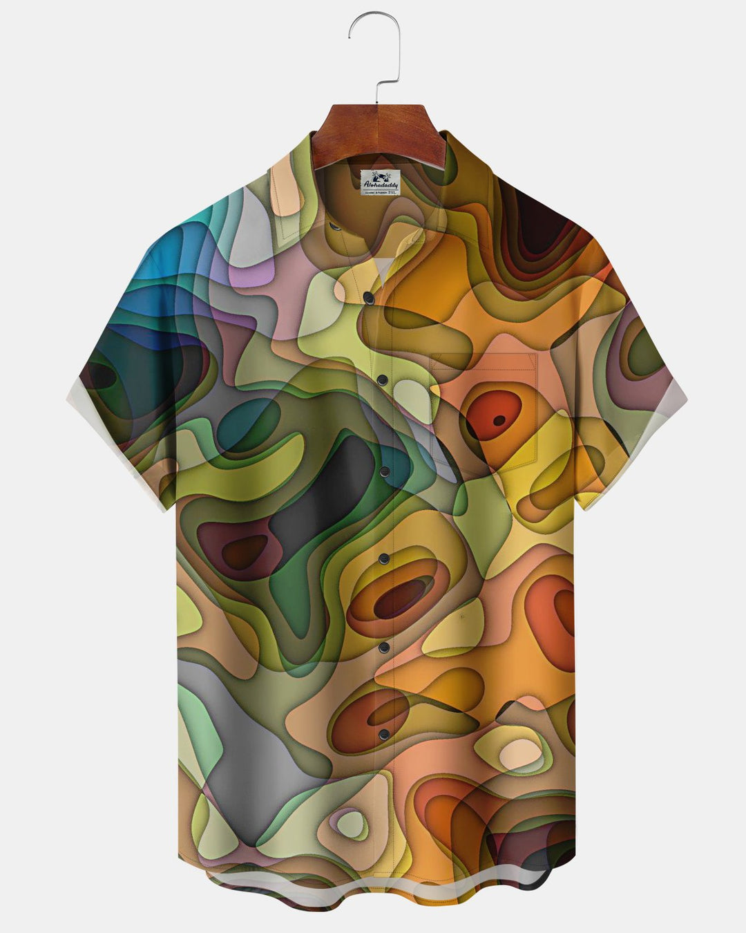 Alohadaddy® Casual Abstract Art Geometric Stripe Print Men&