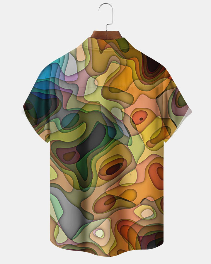 Alohadaddy® Casual Abstract Art Geometric Stripe Print Men&