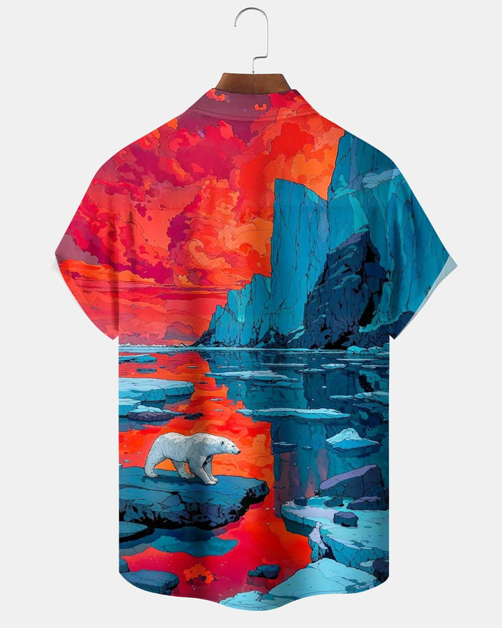 Alohadaddy® Casual Animal Iceberg Sky White Bear Print Men&