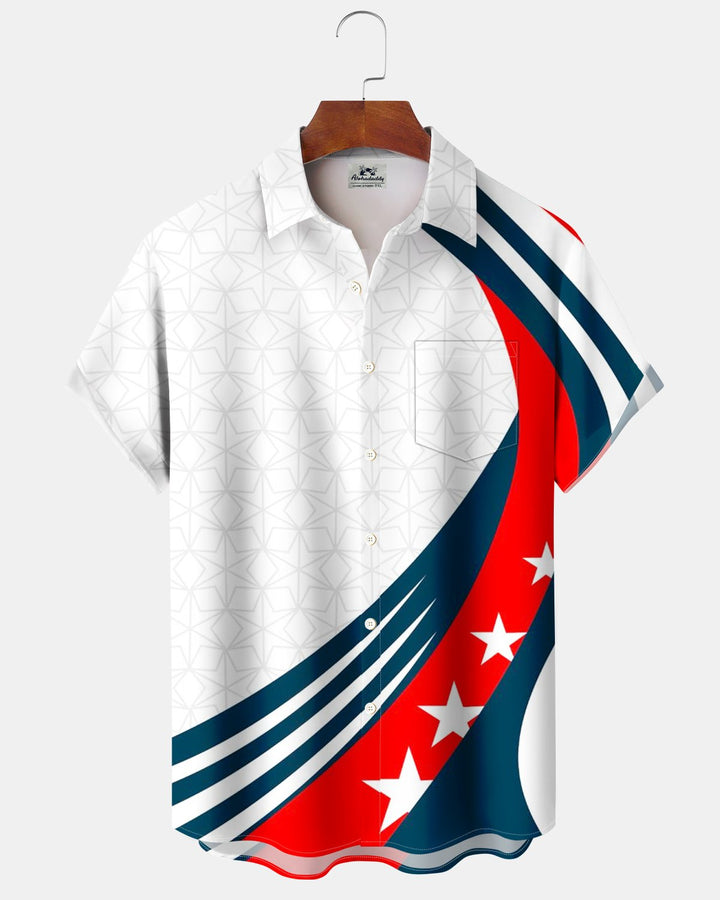 Alohadaddy® Casual Abstract Five-Pointed Star Stripe Print Men&