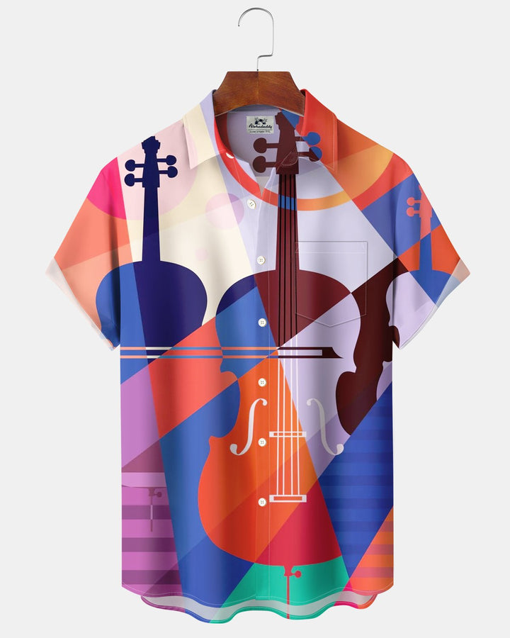 Alohadaddy® Casual Geometric Music Guitar Print Men&
