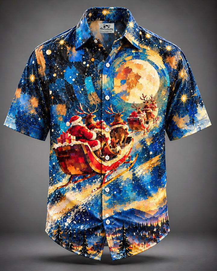 Alohadaddy® Holiday Christmas Santa Sleigh Print Men&