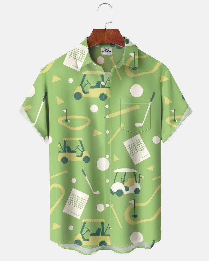 Alohadaddy® Casual Retro Golf Geometric Print Men&