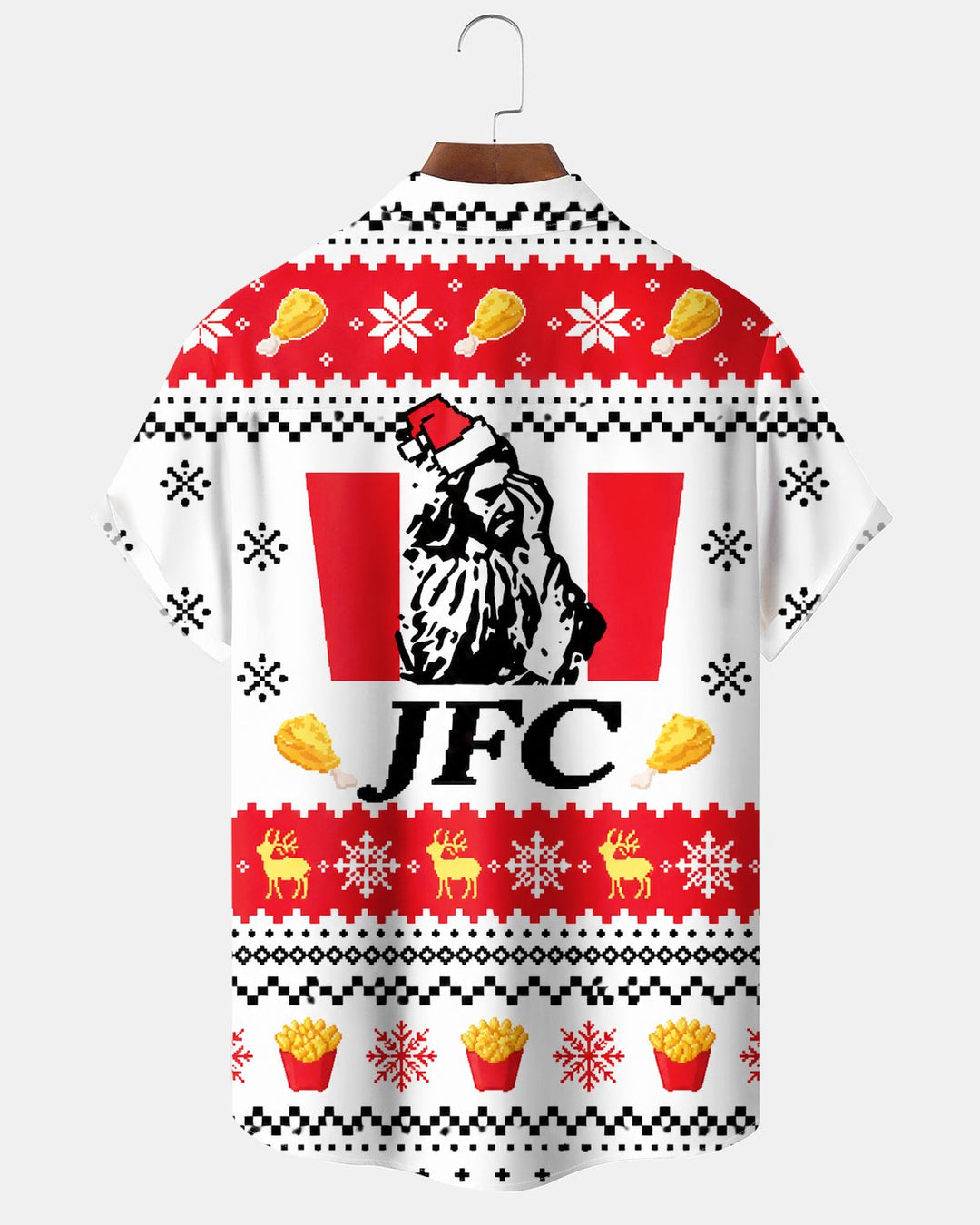 Alohadaddy® Holiday Christmas "JFC" Fun Fried Chicken Santa Claus Print Men&