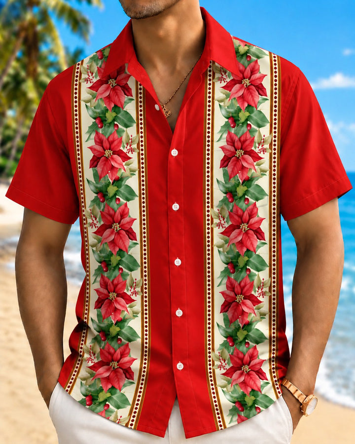 Alohadaddy® Holiday Christmas Floral Bowling Print Men&