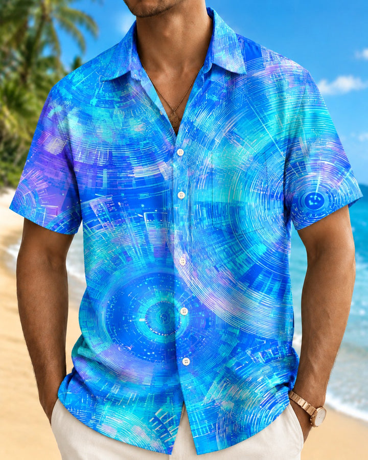 Alohadaddy® Casual Abstract Striped Circle Print Men&