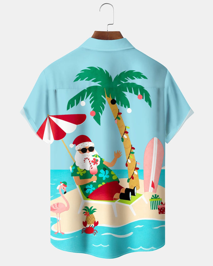 Alohadaddy® Holiday Christmas Santa Claus Beach Vacation Print Men&