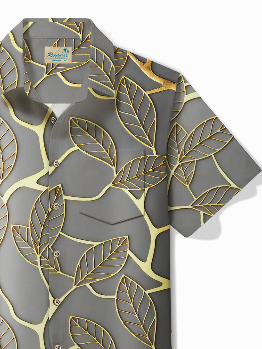 Alohadaddy Vintage Botanical Gold Leaf Print Men&